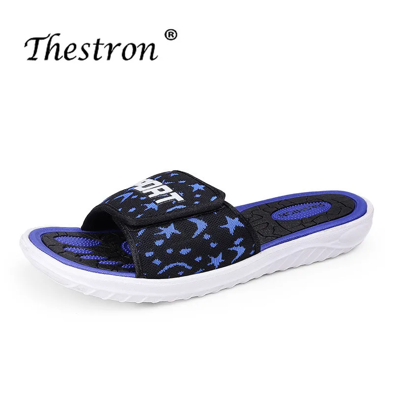 2019 Summer Men Slide Slippers Denim Fashion Mens Flats Slippers Brand Designer Men Comfort Indoor Slippers Casual Room Men Shoe