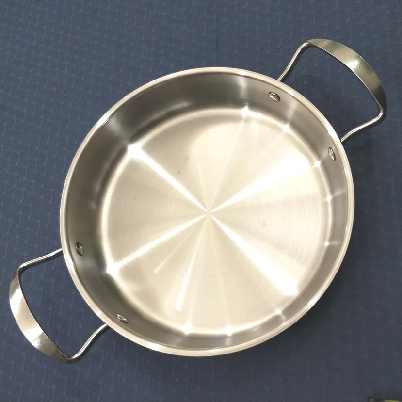 22cm European style two handle frying pan, round multi purpose wok