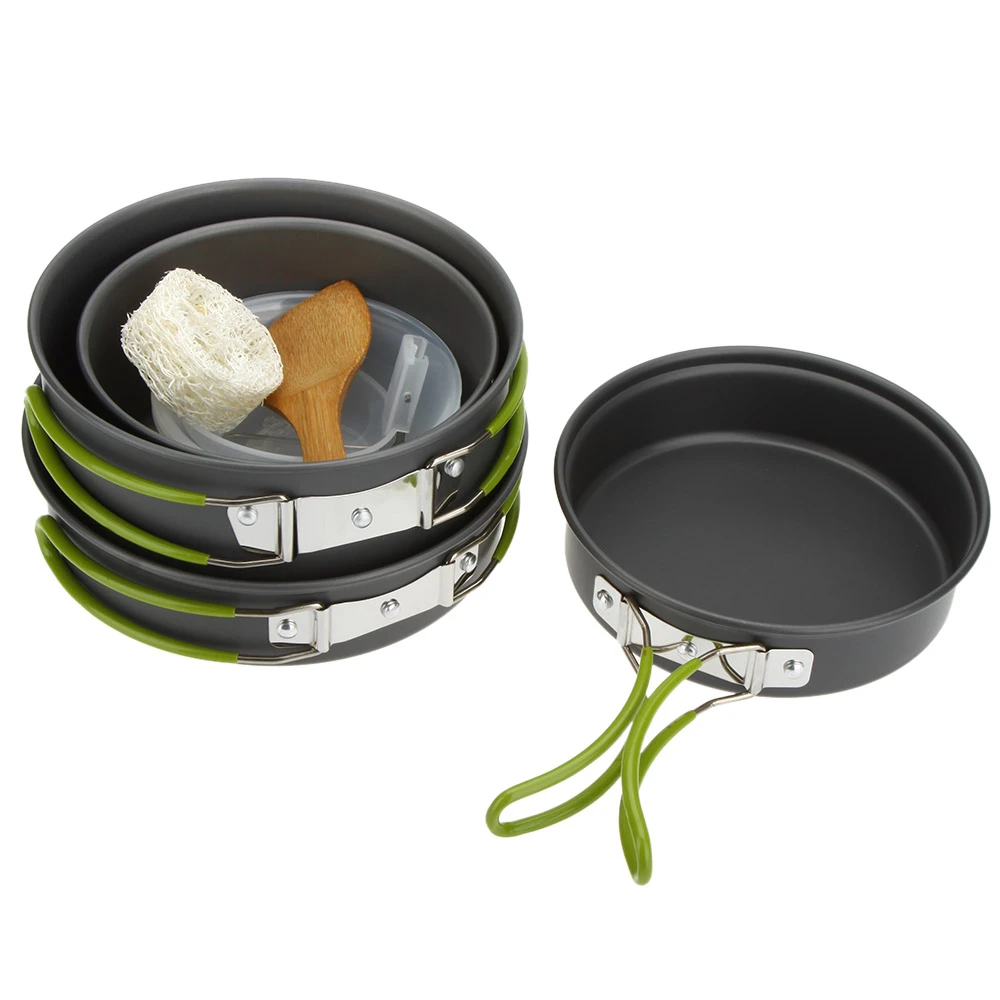 4PCS Camping Cookware Outdoor Camping Tableware Pot Pan Cooking Equipment Set