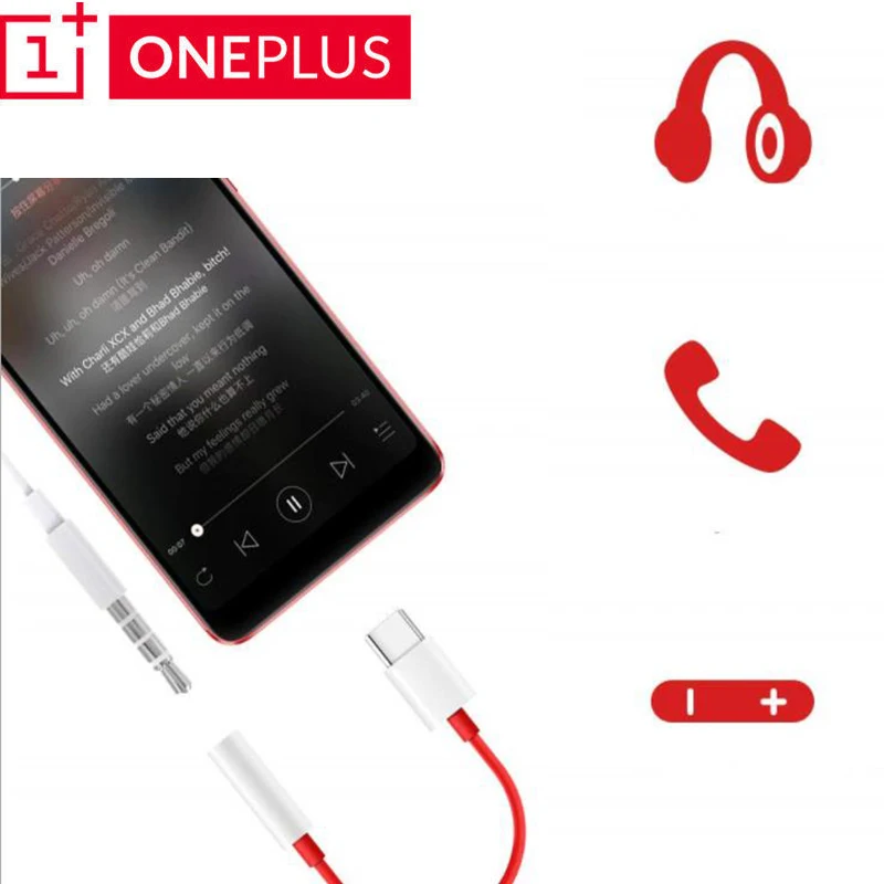 

original oneplus 6T 7 Pro usb Type C To 3.5mm Earphone Jack Adapter Aux Audio For one plus 7 1+ 6t usb-c music converter cable