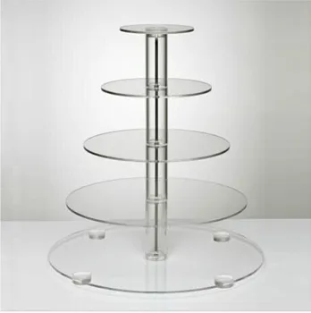 

5PCS/PACK 5 Layer Tier Crystal Acrylic Round Cupcake Display Stand For Wedding Party Christmas Cake Display Rack