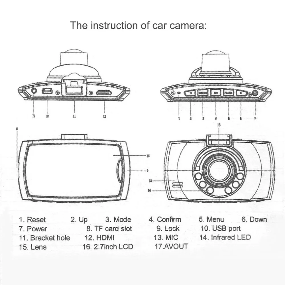 HD 720P Автомобильный видеорегистратор камера видеорегистратор видео 2,4 дюймов ЖК-дисплей ночное видение Автомобильная камера рекордер ночное видение Прямая поставка