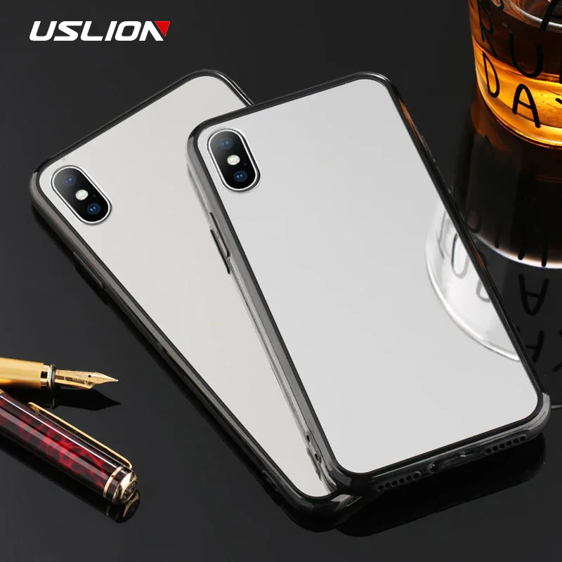 USLION противоударное Зеркало чехол для iPhone 7 8 Plus X XS XR Xs Max TPU и PC защитные чехлы 6 6s |