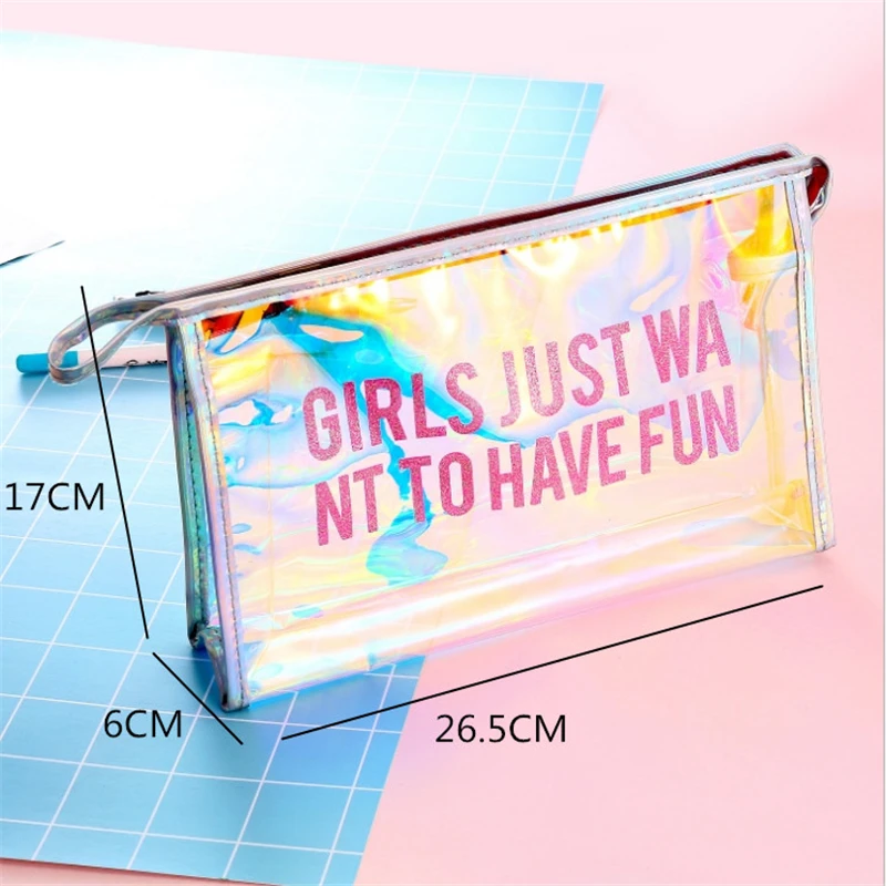 مستحضرات تجميل للنساء حقيبة للنساء الليزر شفافة السفر أدوات الزينة حقيبة التخزين غسل الجمال حالة PVC إلكتروني طالب المكياج الحقيبة