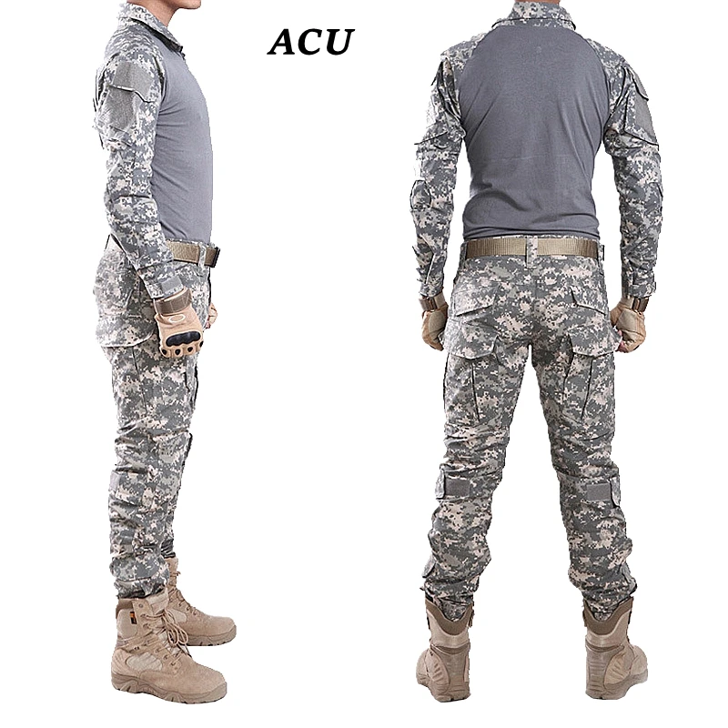 Gen2 тактические карго штаны рубашка с наколенниками комуфляж форма Костюмы форменные брюки, костюм, спортивный костюм, армии Военная униформа