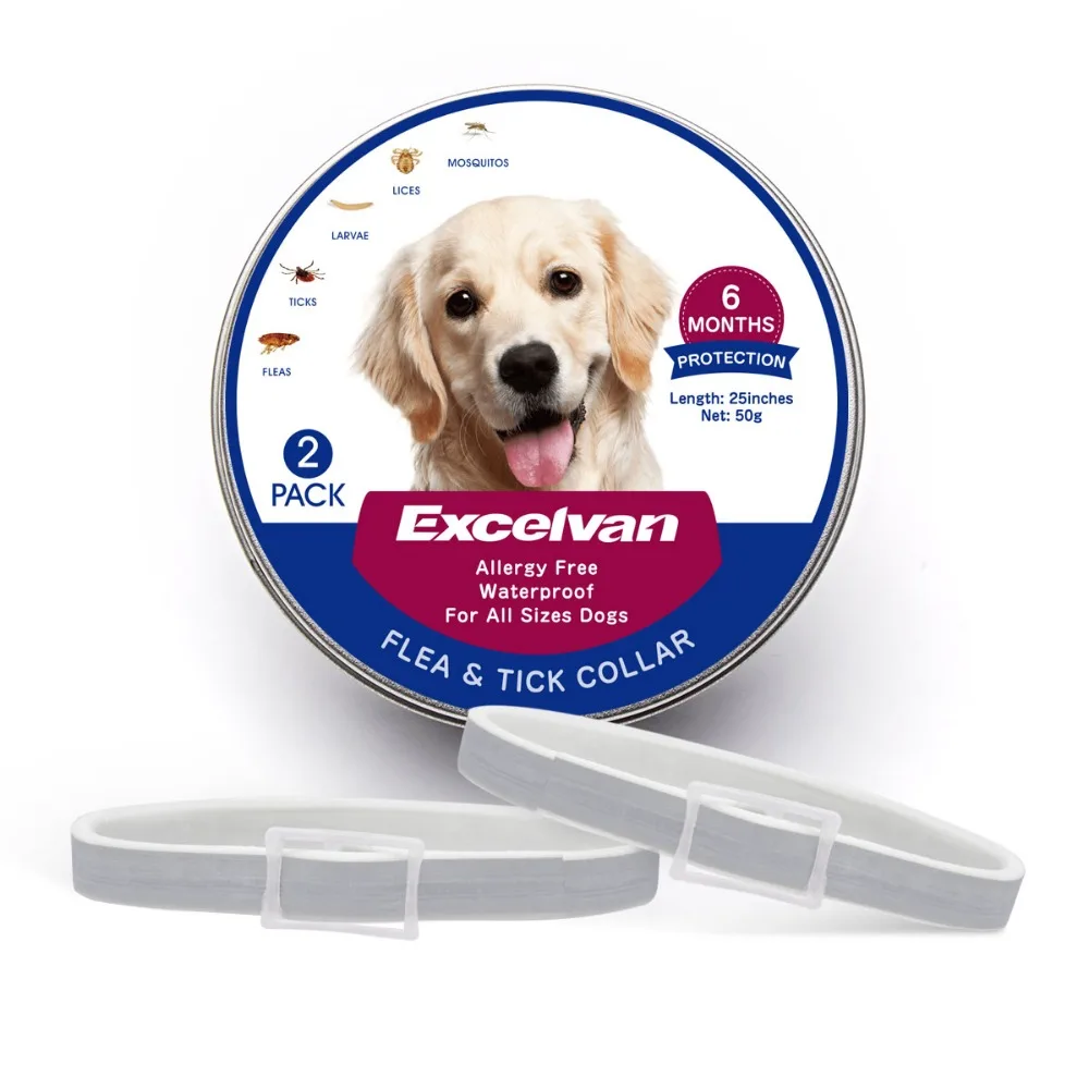 

2Pcs/Set Pet Dog Cat Collar Anti Flea Ticks Mosquitoes Protective Collar Adjustable Waterproof 6 Months Long-term Protection