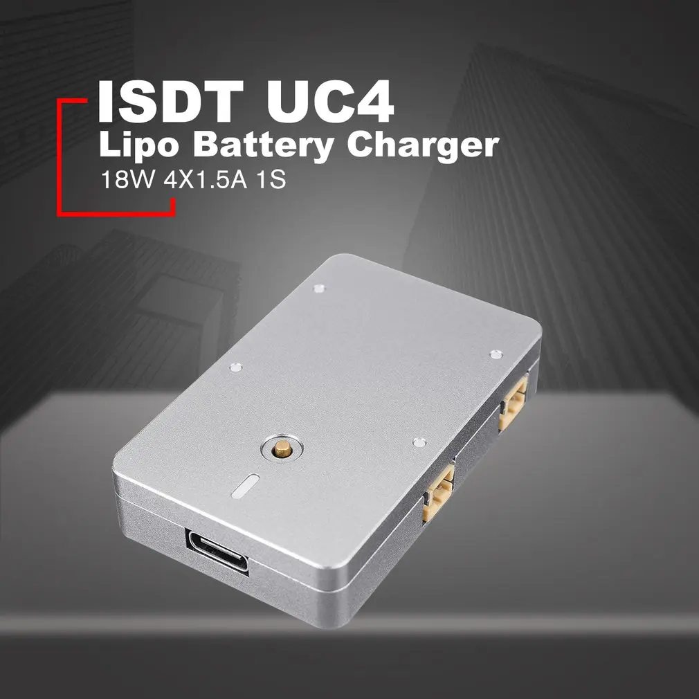 

ISDT UC4 18W 4X1.5A 1S MINI Smart Battery Charger With USB Type-C Input PH2.0 Output MCPX for RC Drone Model