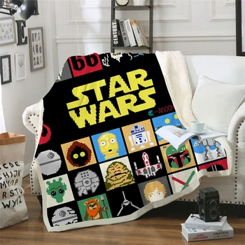 

Star Wars Shape Print Sherpa Blanket Couch Quilt Cover Travel Youth Bedding Outlet Velvet Plush Throw Fleece Blanket Bedspread