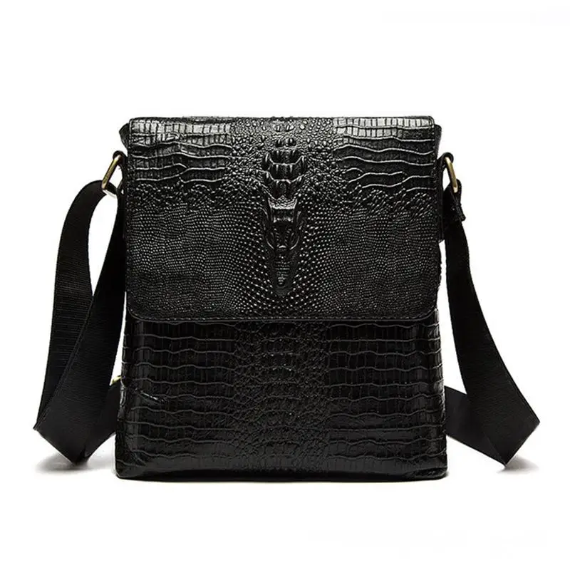 

Brand Mens Bag Leather Genuine Alligator Pattern Man Messenger Bag Cover Flag Male Business Shoulder Crossbody Bags For Men Tote