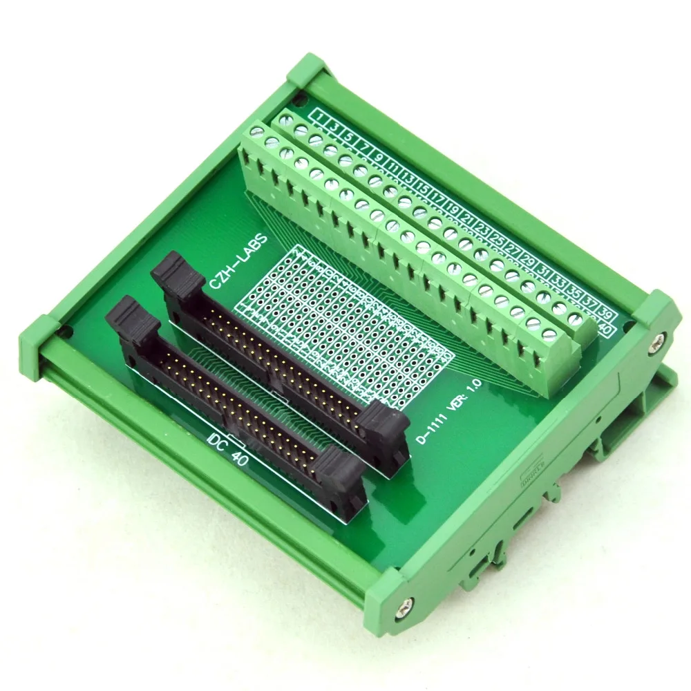 

DIN Rail Mount IDC-40 2x20pins 2.0mm Dual Male Header Interface Module.