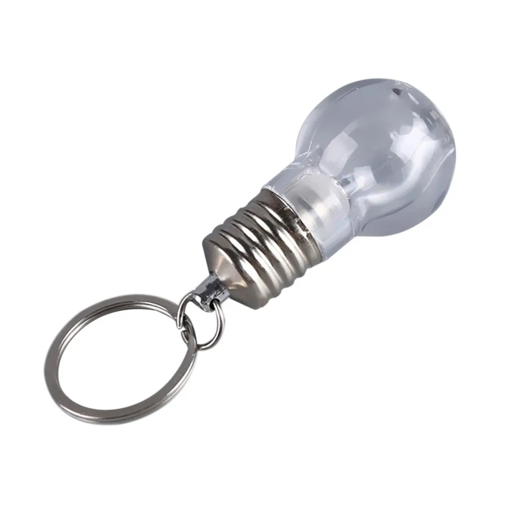 Lovely LED Bulb Keychain Bright Flash Light Spiral Key Chain White