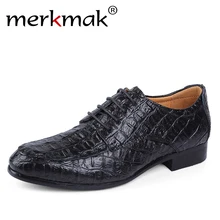 Merkmak Brand Genuine Leather Oxford Shoes For Men Business Men Crocodile Shoes Men’s Dress Shoes Plus Size Wedding Shoes Man