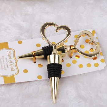 

DHL Free Shipping 50pcs/lot Wedding Favors Gifts Gold Heart Shape corkscrew Wine Bottle Stopper