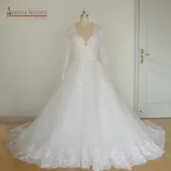 Vestido noiva 2019 Лидер продаж Аманда Novias Иллюзия декольте бальное платье с длинным рукавом свадебное