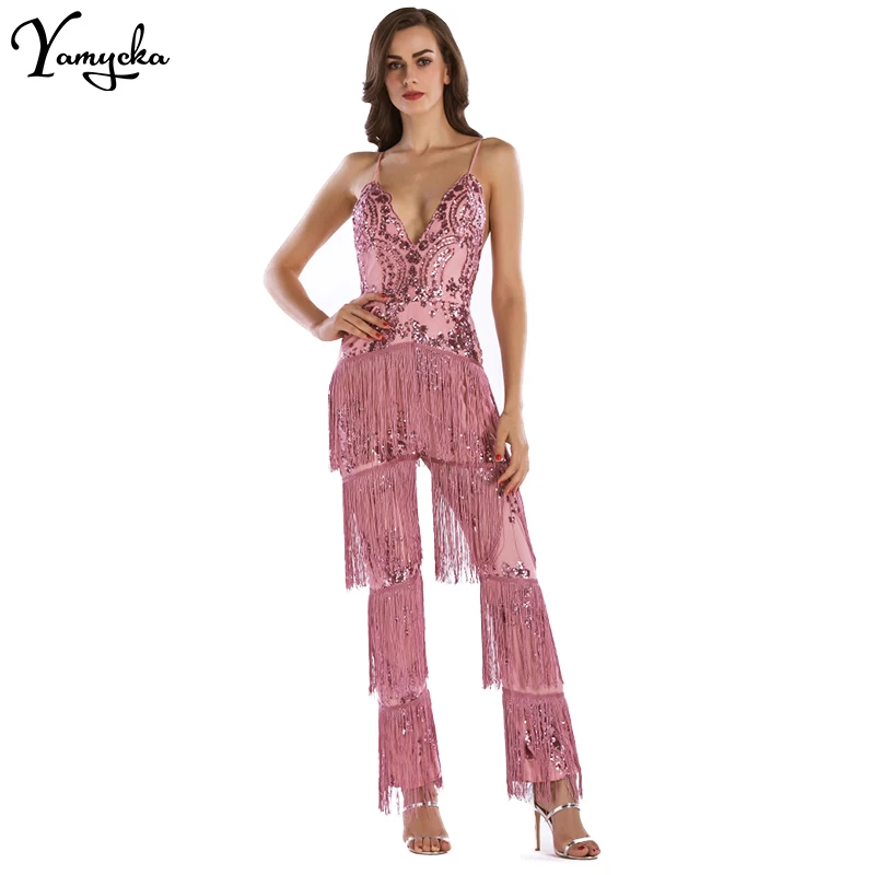 Sexy Rompers Womens New Arrivals Jumpsuit for Women Sequins Patchwork Summer Elegant Bandages Club Party Bodysuit Overalls 2018