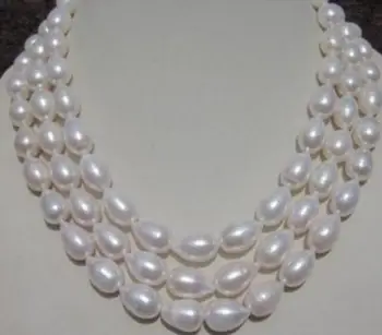 

NATURAL 8-9MM 3Row WHITE AAA+ SOUTH SEA BAROQUE PEARL NECKLACE 17-19''