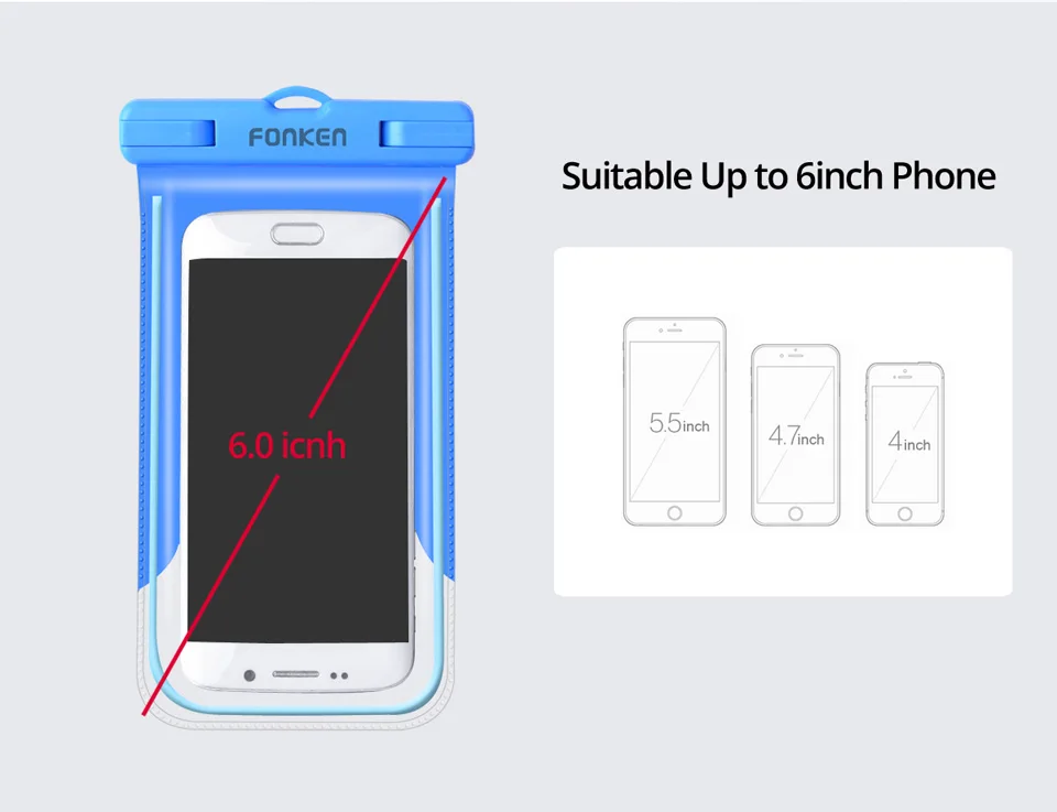 Светящийся водонепроницаемый чехол FONKEN для телефона IPX8, водонепроницаемая сумка для телефона, сумка для подводного плавания, походов, тропических лесов, повязка на руку, сухая сумка для телефона