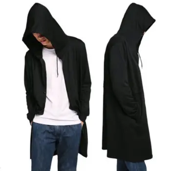 

2018 Hooded Hoodie Long Tail Cloak Hipster Hip Hop Cape Coat Top New Dancer Clothing