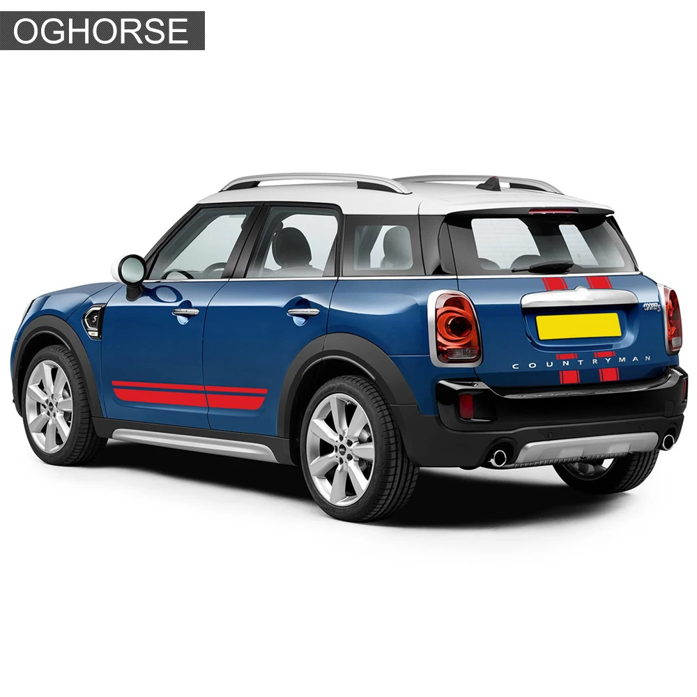 Car Hood Stripes Trunk Bonnet Rear Body Kit Door Side Stripe Skirt Sticker For Mini Cooper Countryman F60 Accessories