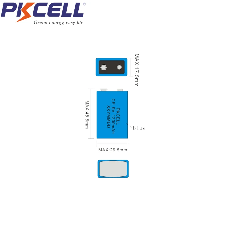 500 шт. PKCELL CR9V 1200 мАч 9 В литиевая батарея 6LR61 6F22 для дымовой сигнализации литий