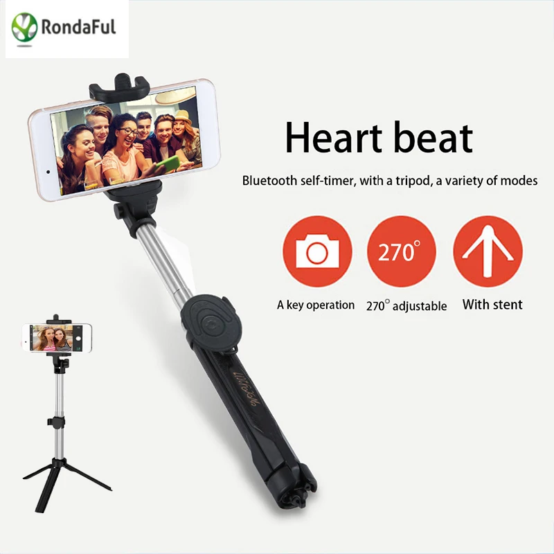 

Rondaful for GoPro HD Camera Bluetooth Selfie Stick Tripod Monopod Remote Shutter Extendable Monopod Selfie Stick for iphone 6 7