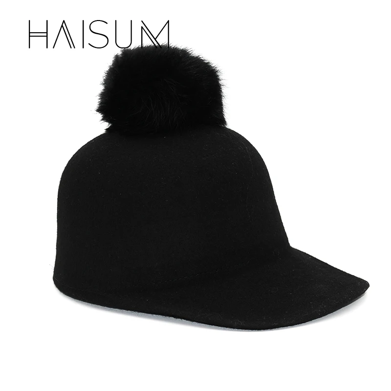 Г. Ограниченная модель, для взрослых, однотонный, один размер, Haisum, новая шерстяная шапка с помпонами для женщин, Весенняя бейсболка с настоящими Poms, Брендовая женская, Hn02