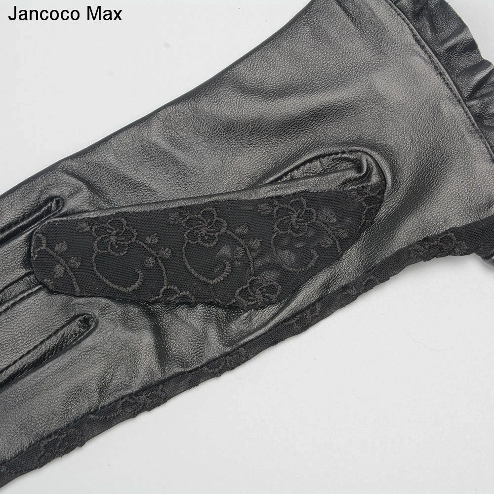 Jancoco Max 2019 кружево сенсорный экран Прихватки для мангала женские из натуральной овечьей кожи кожаные перчатки-митенки весна осень зима S2034