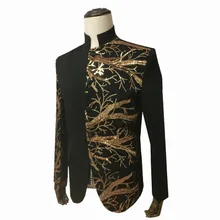 Зимняя хлопковая куртка мужская Высококачественная куртка с вышивкой воротник мандарина мужской жакет с длинным рукавом 3 цвета платье для выступлений