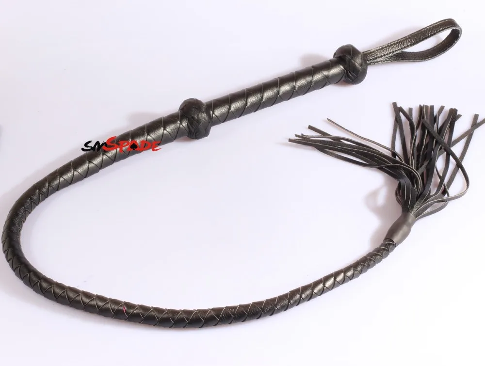 116cm Handmade Horse Whip, Artificial Leather Flogger, Black Spanking