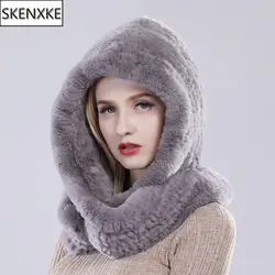 Зимний женский шарф из натурального меха кролика Рекс, шапка, теплый мягкий 100% натуральный меховой шарф, шапка, русские женские