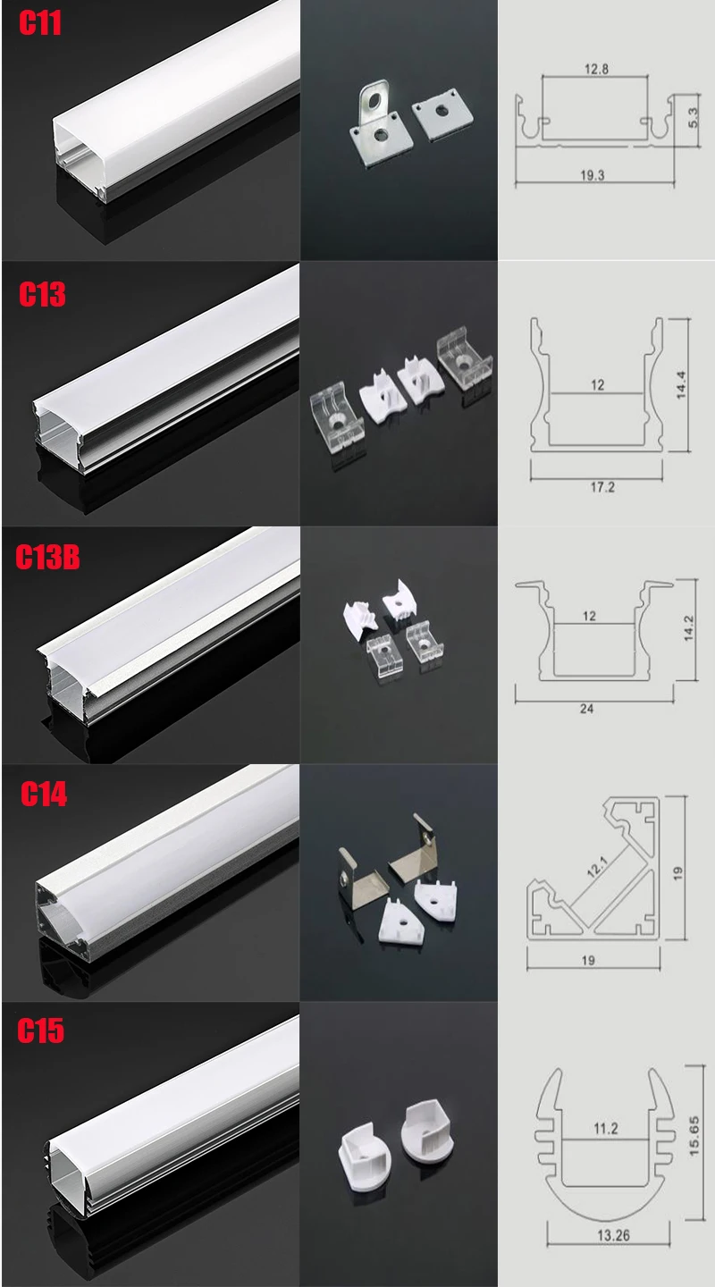 C21 5 комплектов 50 см U Форма светодиодный алюминиевый профиль Системы с диффузной крышкой наконечниками Алюминий профиль для Светодиодные ленты огни
