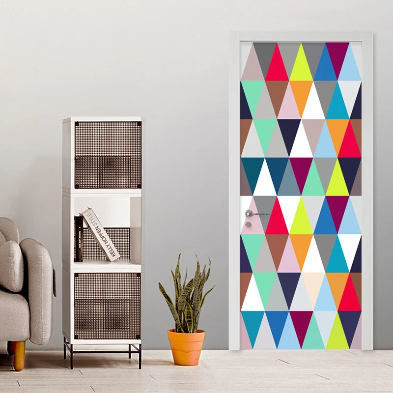 

Home Decoration Decal Poster 3D Creative Color Geometry Door Stickers Canvas Print Art Pictures Waterproof Paste For Kids Room