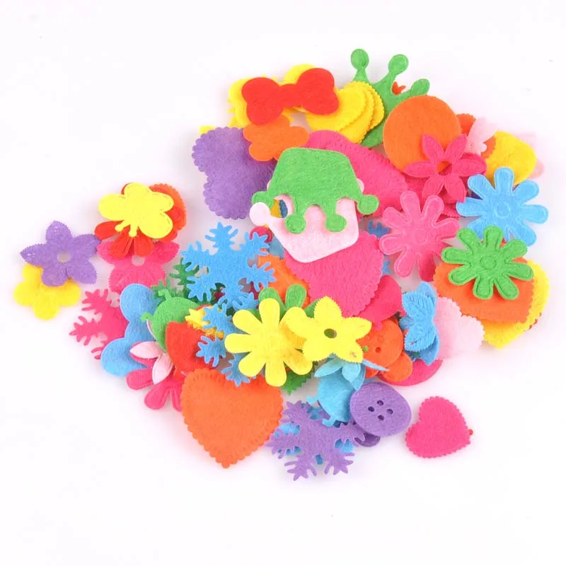 100pcs/lot Polyester Felt Patch Applique Scrapbooking Craft Sticker Non