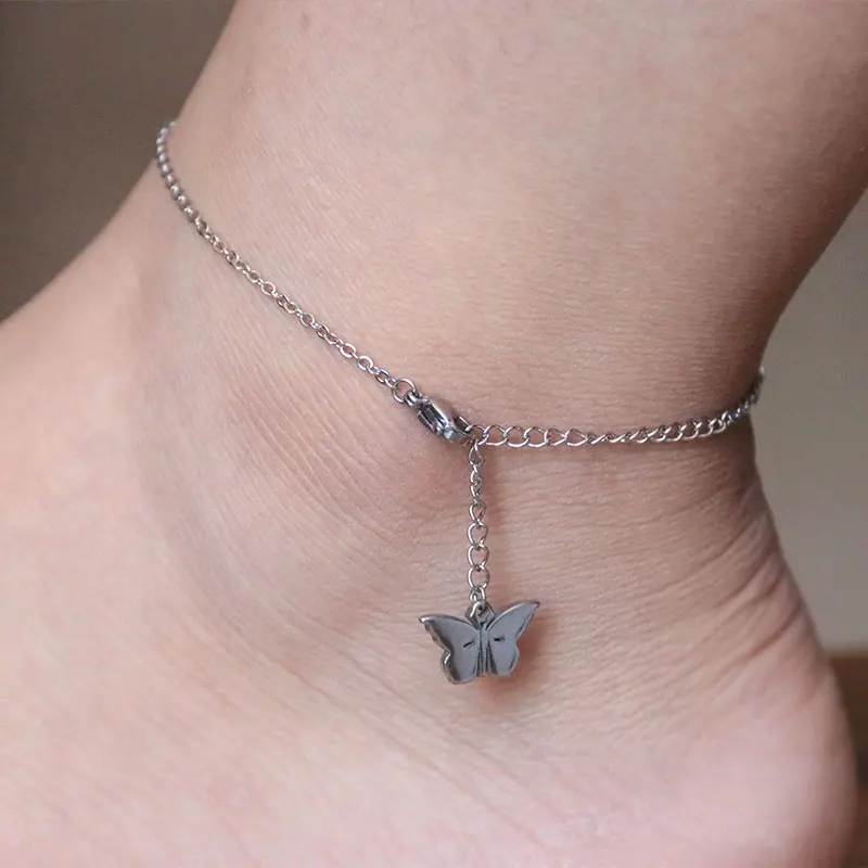 1 Pc Minimalist Butterfly Stainless Steel Anklet Ankle Bracelets Foot