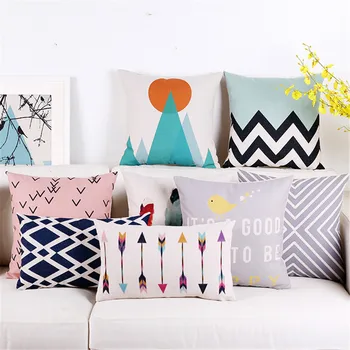 

Modern Home Decor Geometry Cushion Cover Arrow Feather Pattern Pillow Covers Home Decorative Pillows Cushions for Sofa Beds