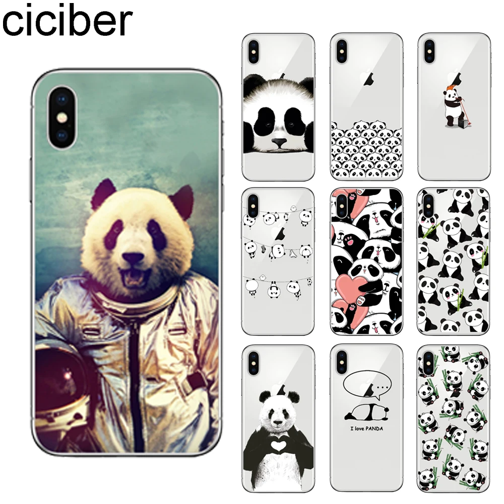 

ciciber Fashion Cartoon Panda for IPhone 7 6 6S 8 Plus 5S SE X XR XS Max Soft Silicon Phone Cases Cover Capinha Fundas Capa