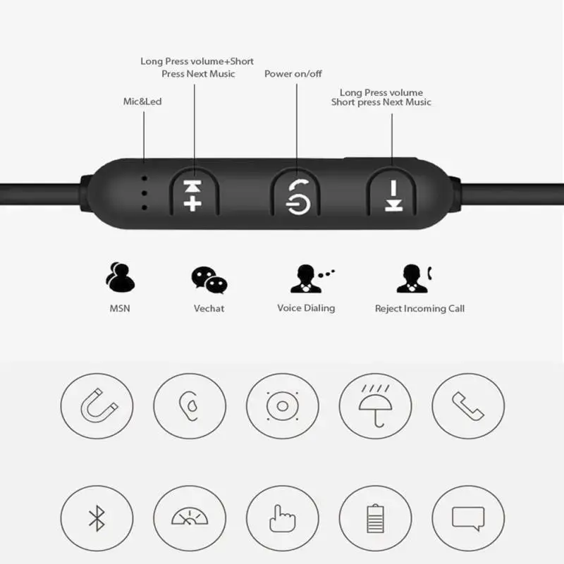 Магнитные музыкальные bluetooth-наушники Спортивные Беспроводные Bluetooth 4,2 гарнитура для iPhone 8X7 Xiaomi 9/8 SamSung S10/S9/S8