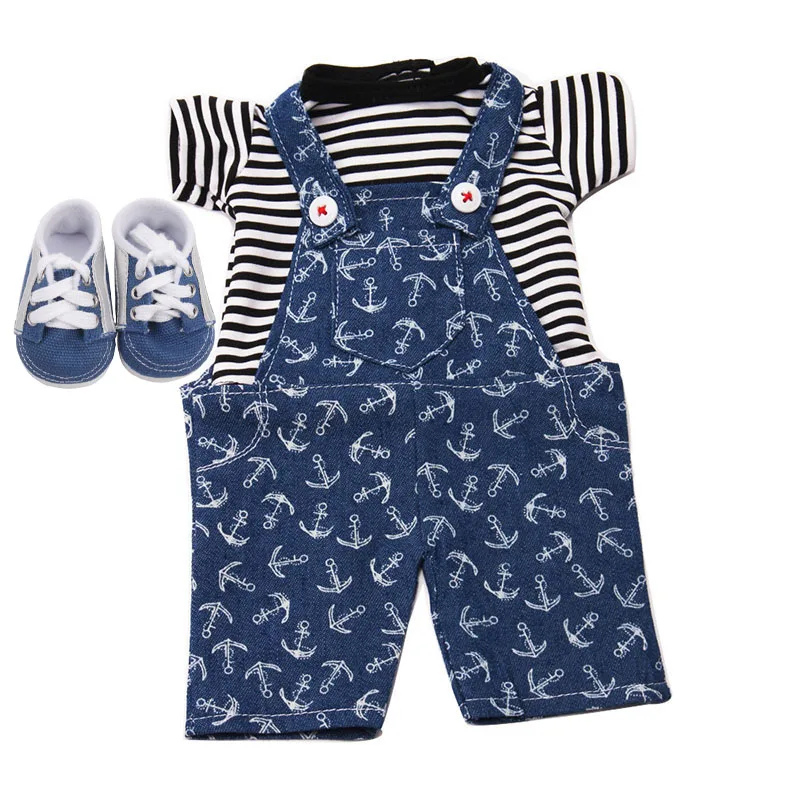 18 дюймов куклы для девочек детская одежда модная детская футболка спортивная одежда с обувью американская платье для новорожденных детские игрушки подходит 43 см для ухода за ребенком для мам, детские куклы, c176 - Цвет: Blue
