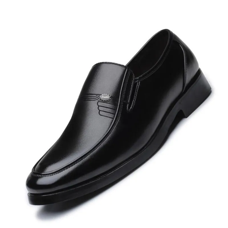 

2019 Men's Brand Leather Formal Shoes Lace Up dress shoes Oxfords Fashion Retro Shoes Elegant work Footwear Male Business shoes