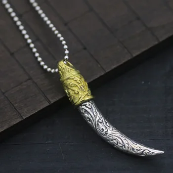 

S925 Sterling Silver Totem Mammoth Elephant Tooth Retro Thai Silver Pendant Tide Male And Female Retro Fashion Gift Pendant