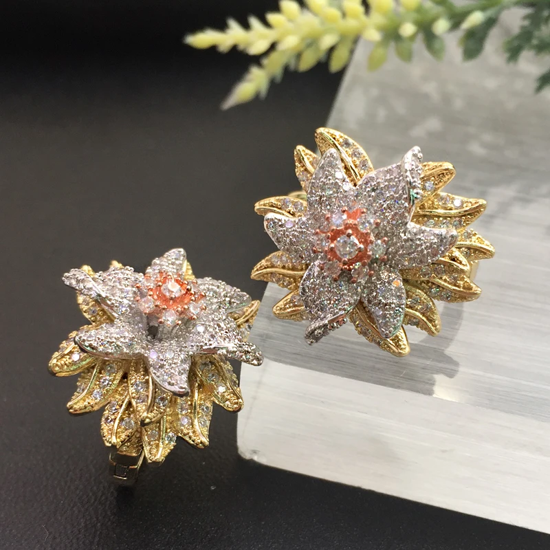 

Lanyika Fashion Jewelry Distinctive five-pointed Ear Loops Micro Plated Banquet Wedding Earrings Romantic Bridal Daily Best Gift