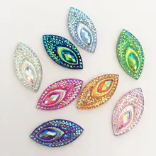 

Resin Horse eye 20pcs 11mm*22mm AB Flatback peacock eye Rhinestone Wedding decoration 2 Hole diy craft D34