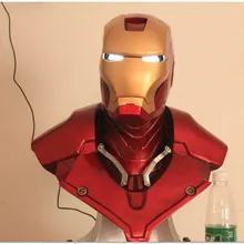Железный человек Шлем освещение(в натуральную величину) 1:1 большая статуя грудь маска Тони Старк Коллекционная Делюкс светодиодный глаз