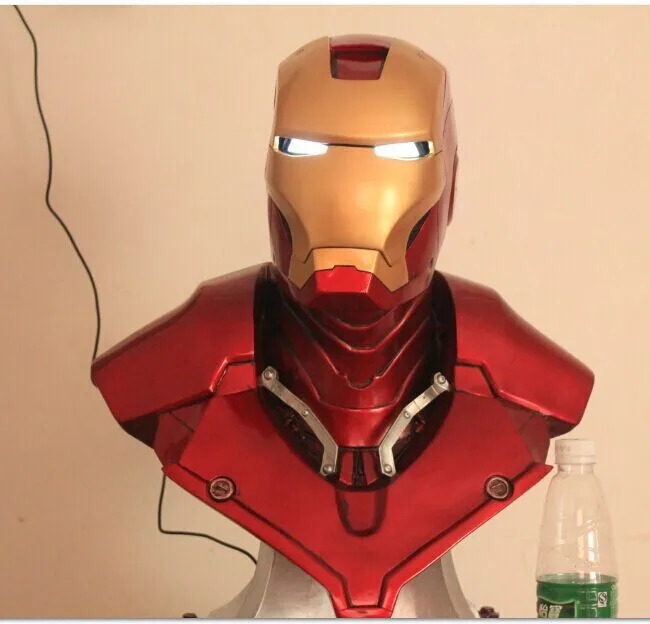 Iron Man Helmet Lighting (LIFE SIZE) 1:1 BIG Statue Chest Mask Tony Stark Collectible Deluxe LED Eye