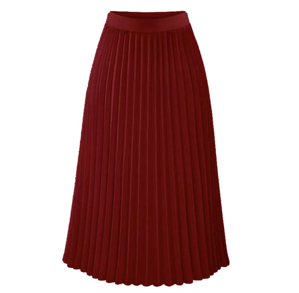 Розовые женские плиссированные юбки плиссированная юбка миди с высокой талией шифоновая юбка трапециевидной формы шикарная элегантная юбка высокого качества на осень-зиму YYW-8889