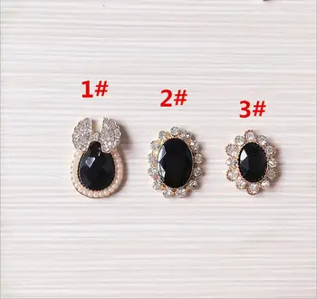 

New Style Black Crystal Core decoration Alloy gold-color Cartoon Metal Flowers Shape Jewelry Charms diy Hair Accessories