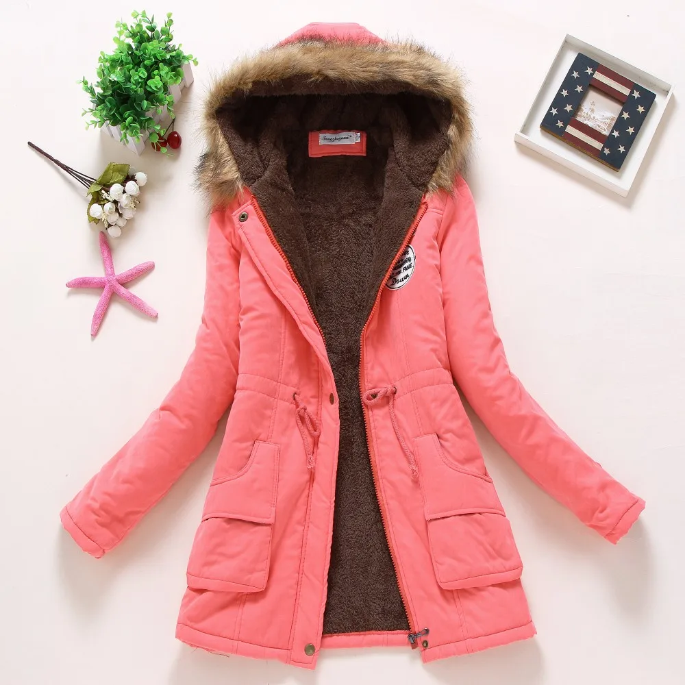 Женское зимнее плотное теплое пальто, женское осеннее пальто с капюшоном, хлопок, мех размера плюс, Базовая куртка, верхняя одежда, тонкая Длинная женская куртка