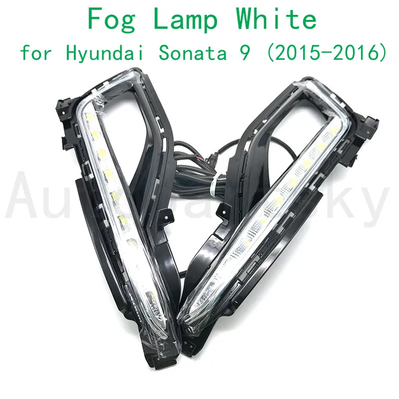 

2 x High Quality Led Daytime Running Light DRL RH + LH L R Fog Lamp White For Hyundai Sonata 9 2015-2016 - Free Shipping