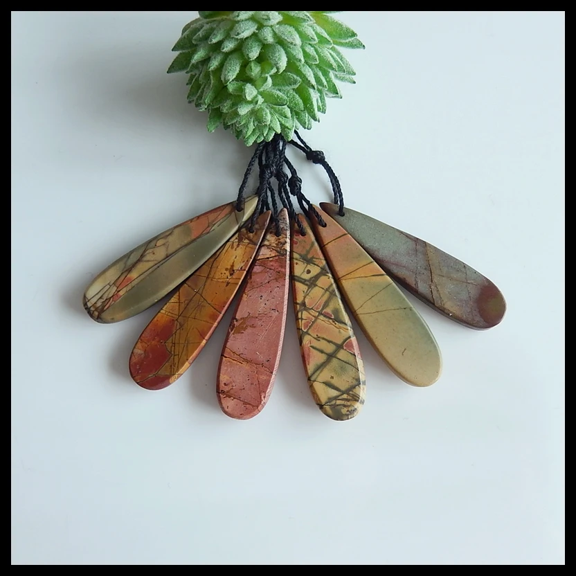 Бижутерия из полудрагоценных камней, gemstone.6 шт натуральный Многоцветный Пикассо ожерелье из яшмы Подвески, 46/43x12x4 мм, 21,8 г