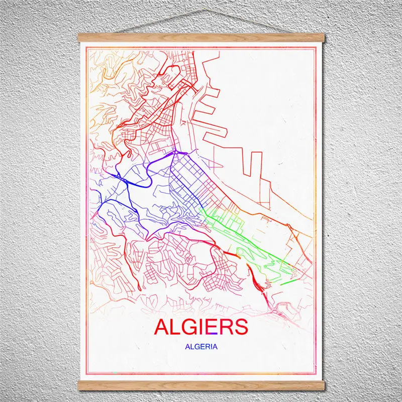 Can Be Customized ALGERIA Canvas Oil Painting With Frame Modern City World Map Print Picture Wall Art Sticker Poster | Дом и сад